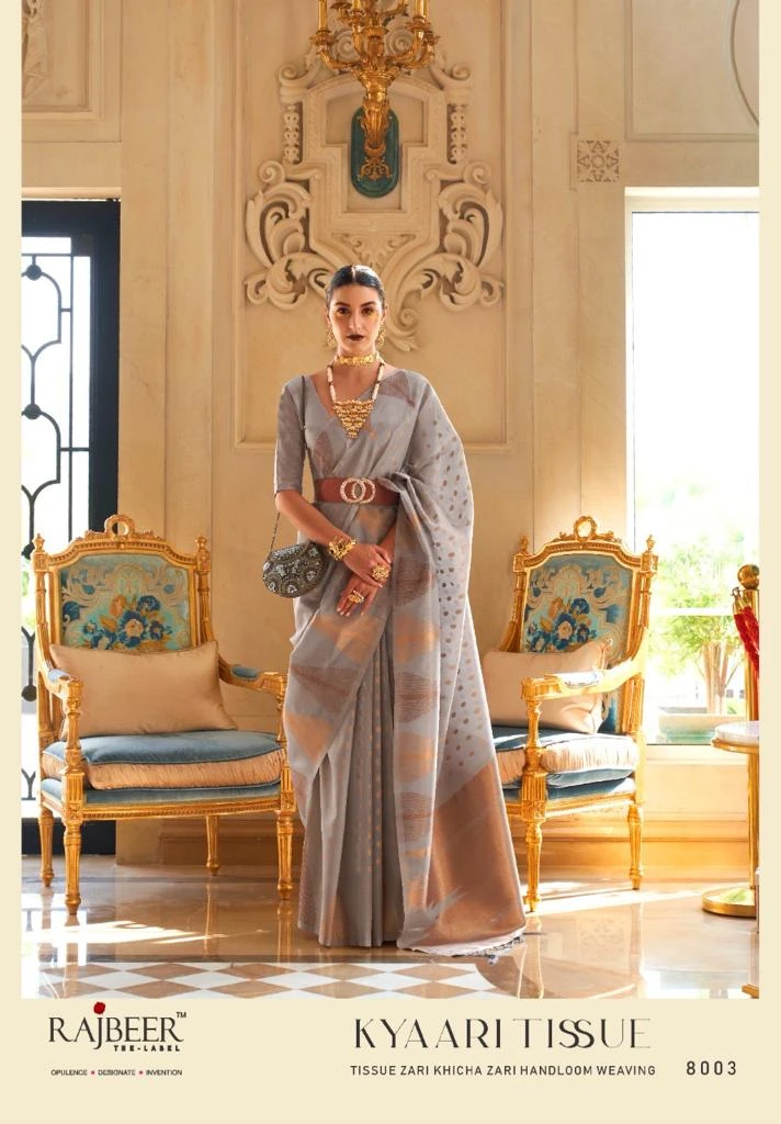 Rajbeer Kyaari Tissue Zari Wholesale Fancy Sarees Catalog — Wholesale Sarees, MPA wholesale from Surat - Gallery Image 7
